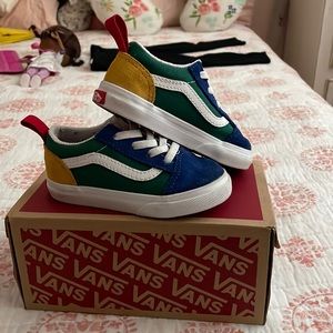 Old school colorful Vans in toddler size 6.5C lightly worn in good condition.